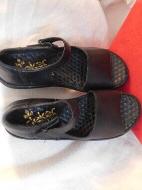 Ladies Rieker Antistress Black Leather Sandals